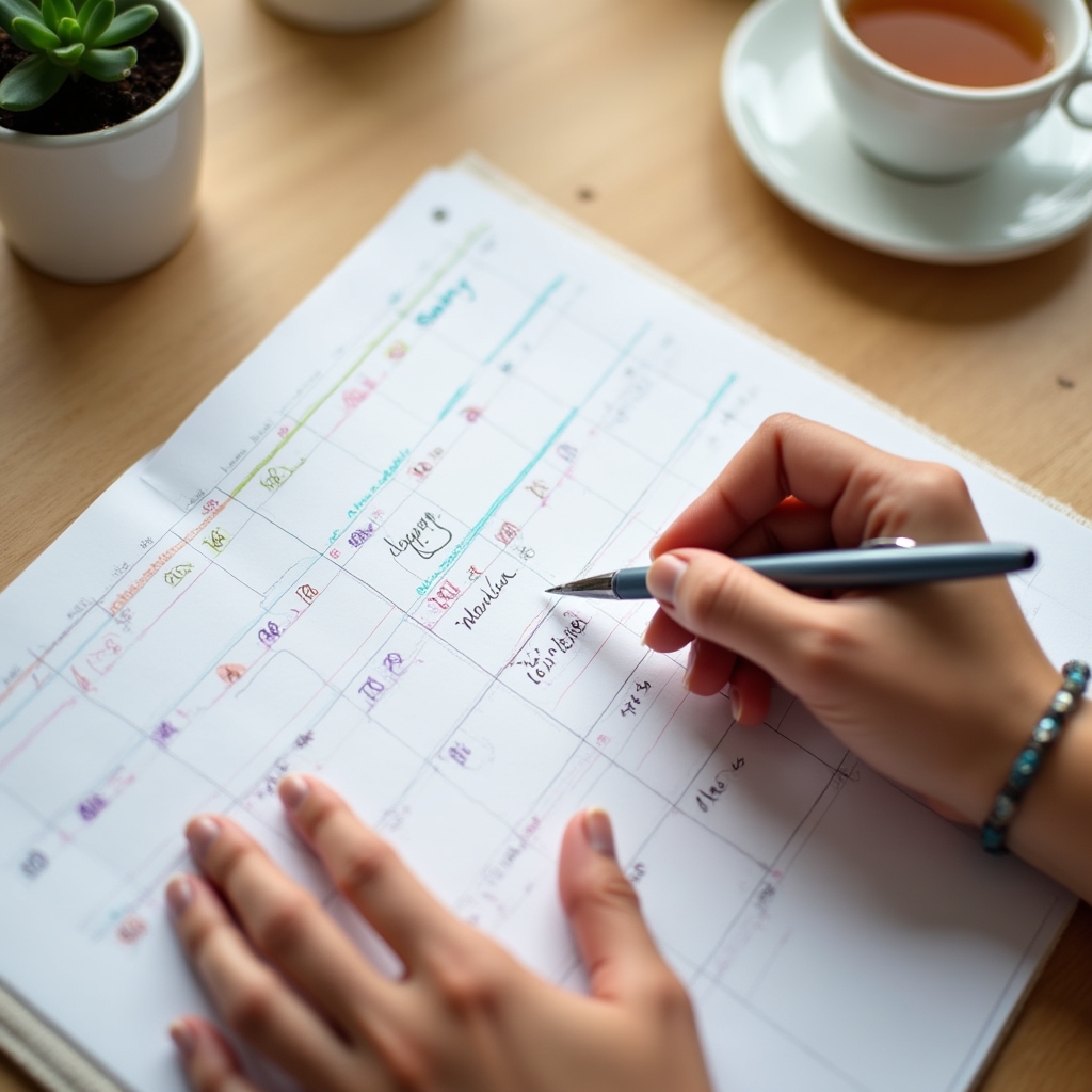 Kalenderauswertung mit handschriftlichen Notizen zum Meeting-Audit